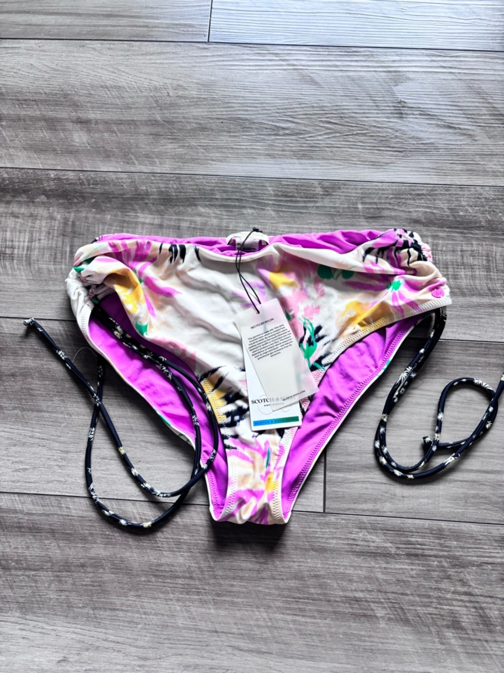 Scotch & Soda Tie-Dye Bikini Bottoms in Pink & Yellow S